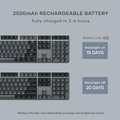 Satechi SM3 Mechanical Keyboard, White LED Backlit, Dark Gray/Gray | 108 Keys Full Size, Wired and Bluetooth, for Mac and Windows - color: Dark Gray/ Gray, size: 108 Keys