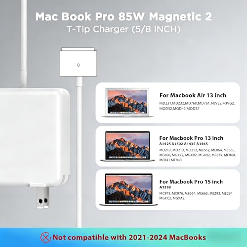 85W Charger for MacBook Pro, 85W Magnetic2 T-Tip Power Adapter Charger Replacement for Mac air 13 Inch Mac Pro 13/15/17 Inch(Applicable to 2012-2017) - size: PA-85W