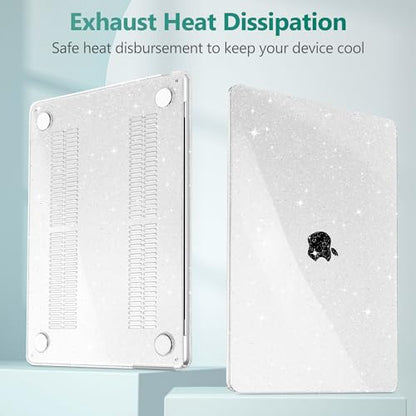 May Chen Case for MacBook Air 13/13.6-inch (M5/M4/M3/M2, 2022-2026 Models A3449 A3240 A3113 A2681), Lightweight | Closes Seamlessly | Ideal for Work Hard Shell Case, Clear Glitter - color: Clear Glitter