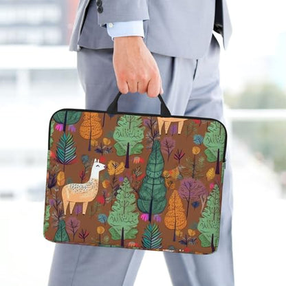 14 inch Laptop Sleeve with Handle Shockproof Laptop Bag Waterproof Computer Cover Bag Alpaca in The Forest Briefcase