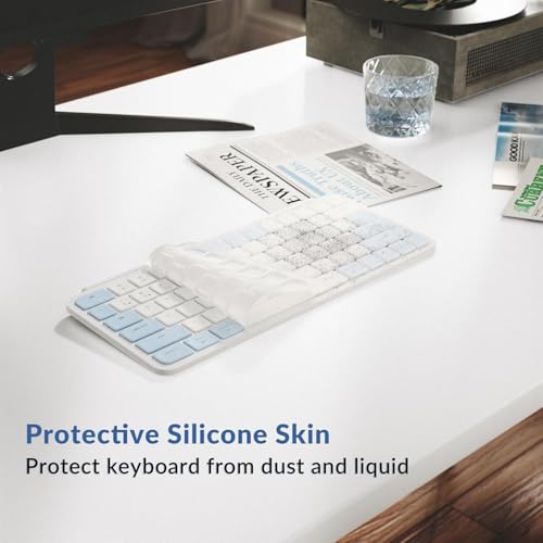 Keychron B1 Pro Ultra-Slim ZMK/Launcher Wireless Bluetooth 2.4 GHz/Wired Connection Keyboard for Mac Windows Linux - Retro Blue - color: Retro Blue