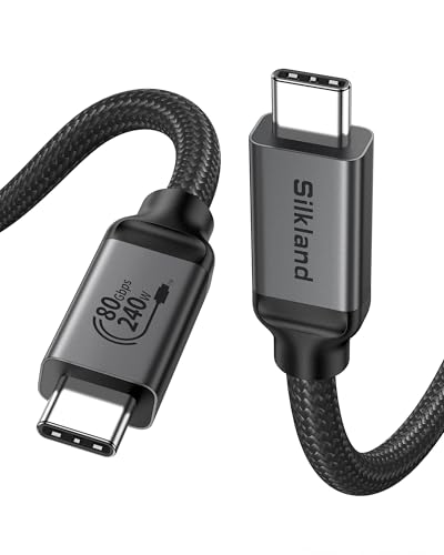 Silkland USB-IF Certified USB4 for Thunderbolt 5 Cable 5FT, 80Gbps 240W 8K | up to 120Gbps Bandwidth, 8K@120Hz/4K@540Hz, Braided USB C Data Cable Compatible for Thunderbolt 4, SSD, MacBook, iPhone17/16 - size: 5 Feet