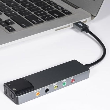 USB External Sound Card with SPDIF Digital Sound for 5.1 & 7.1 Surround Sound Systems, Aluminum Body - color: Gray