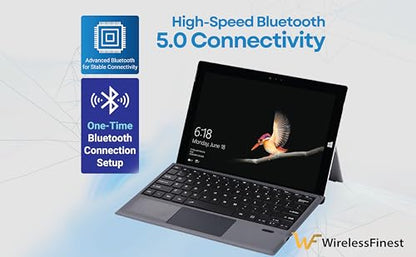 Keyboard Replacement Type Cover Trackpad Mouse for Microsoft Surface Pro 7+ 7 Pro 6 Pro 5 Pro 4 Pro 3 Ergonomic Portable Slim Wireless Bluetooth Rechargeable