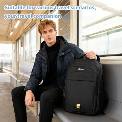Durable 15.6 Inch Laptop Backpack, Anti-Theft Business Travel Backpack with USB Charging & Multiple Compartments, Water-Resistant Expandable Computer Bag for College and Work - Black