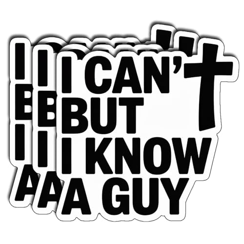 (3Pcs) I Can’t But I Know A Guy Stickers Funny Christian Quote Vinyl Decals Faith Humor Stickers with Cross for Bible Journal Laptop Water Bottle Phone Gifts for Believers Size 3" x 2.8" - color: I Can’t But I Know a Guy