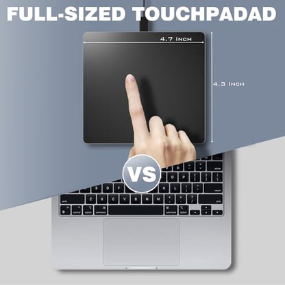 Ultra-Slim Aluminum Wired Touchpad, Large Touch pad with Glide Surface for Windows 10/11, Portable Trackpad with USB-C Nylon Cable for Laptop/Desktop