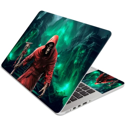 15.6 Inch Laptop Skin Sticker, Reusable Vinyl Cover Protector with 2 Wrist Pad Skins, Removable Waterproof Scratch-Resistant for 12-15.6 Inch Laptop Notebook,Red Skull - color: Red Skull