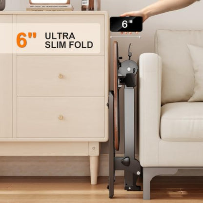 ROMOON Folding Standing Desk with Wheels: No-Assembly, Height Adjustable | Portable Sit-Stand Laptop Cart with Tilt Top, Rolling Computer Table for Home Office, Sofa, Bedroom and Small Spaces, Walnut - color: Walnut