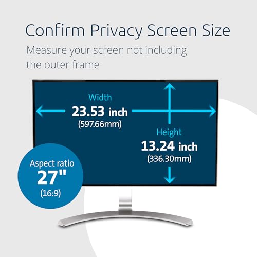 Kensington MagPro 27 Inch Magnetic Computer Privacy Screen for Desktop, Removable 16:9 Computer Privacy Filter, Anti-Glare Blue Ray Reduction, Compatible with Slim Bezel Monitors, K55419WW - size: 27" 16:9