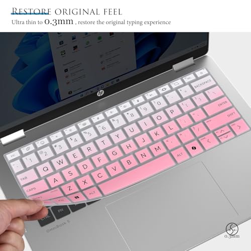 Keyboard Cover Skin for 14" HP OmniBook Laptop 14-fe0097nr / OmniBook 5 AI PC 14-he0099nr 14-he0017nr / OmniBook 5 Flip 14-fp0000 14-fp0057nr(Not for OmniBook X Flip 14-fm 14-fk 16-ar)-Gradual Pink - color: Gradual Pink