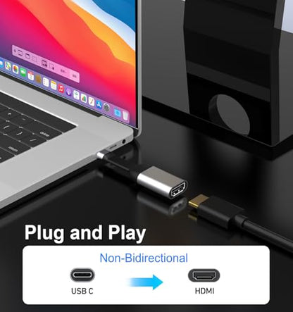 USB-C to hdmi Compact Adapter,Typec Phone to TV Screen mirroring 4K@60Hz 2K@144Hz 1080P,Compatible for iPhone 17/16/15,iPad,Galaxy,MacBook,iMac,Dell,Surface Book,Laptop,Thunderbolt