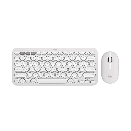 Logitech Pebble 2 Combo, Wireless Keyboard and Mouse, Quiet and Portable, Customizable, Logi Bolt, Bluetooth, Easy-Switch for Windows, macOS, iPadOS, Chrome - Tonal White - color: White