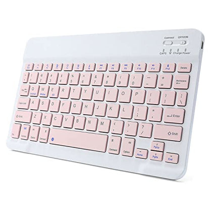 Ultra-Slim Rechargeable Bluetooth Keyboard Portable Wireless Keyboard for iPad A16 11th 10th Generation, iPad Pro iPad Air iPad mini iPhone, Android Samsung Galaxy Tablet Smartphone Cell Phone (Pink) - color: Pink