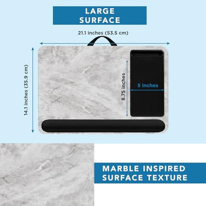 LAPGEAR Home Office Pro Lap Desk – White Marble, Fits 15.6” Laptops - color: White Marble, size: Home Office Pro W/Wrist Rest