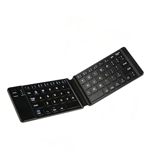 Zopsc Bluetooth Foldable Keyboard, Portable Folding Ultra Slim Quiet Wireless Travel Keyboard with Rechargeable Battery for Laptop Tablet Desktop PC (Black)