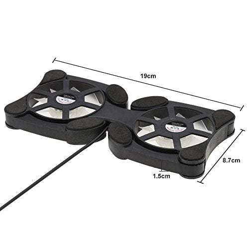 QUZHI Mini Portable Folding Foldable USB Dual Fan Cooler Cooling Pad for PC Laptop Notebook 7