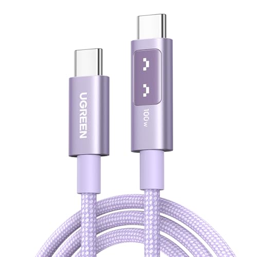 UGREEN Uno USB C Cable 100W with LED Display, Fast Charging, 6.6ft, Purple | For iPhone 17/16/15, MacBook Pro/Air, iPad Pro/Air/Mini, Galaxy S26/S25/S24, Dell XPS, Pixel, Switch, and more - color: Purple, size: 3.3 FT