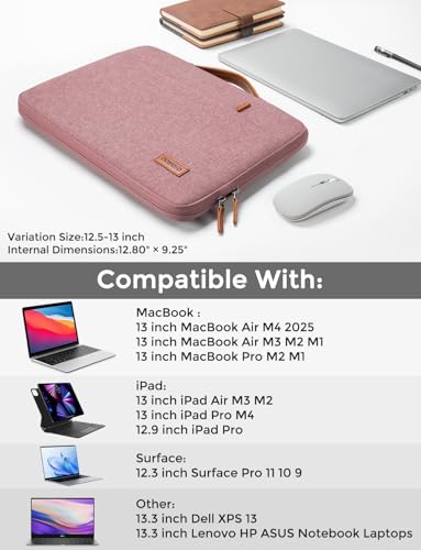 DOMISO 13.3 inch Laptop Case Sleeve Protective Cover Compatible with 14 inch MacBook Pro M4 M3 M2/MacBook Pro Max,13-13.3 inch Dell,Lenovo, HP,Waterproof Computer Cases Bag with Handle,Pink - color: Pink, size: 14" for MacBook Pro