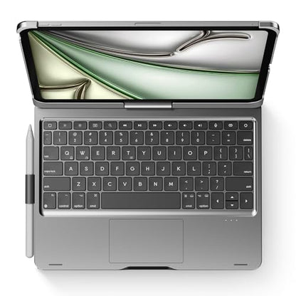 Wireless Keyboard Case for iPad Pro 11 inch M5 2025 & M4 2024 Space Gray | Pekarejue 360 Rotatable, Pencil Holder, Multi-Touch Trackpad, Backlit Keys, Swivel Cover A3357A3358 A3359 A2836 A2837 A3006 - color: Space Gray, size: iPad Pro 11 (M4/M5)