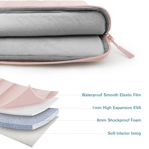 TECOOL Puffy Laptop Case 14 inch, Laptop Sleeve 14 inch for 14" Lenovo Thinkpad Ideapad HP EliteBook Pavilion Dell Chromebook, Protective Waterproof Sleeve 14 inch Computer Bag with Small Case,Pink - color: Pink, size: 14 Inch