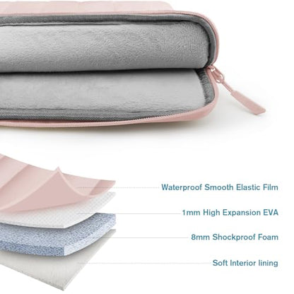 TECOOL Puffy Laptop Case 14 inch, Laptop Sleeve 14 inch for 14" Lenovo Thinkpad Ideapad HP EliteBook Pavilion Dell Chromebook, Protective Waterproof Sleeve 14 inch Computer Bag with Small Case,Pink - color: Pink, size: 14 Inch