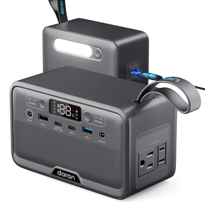 DaranEner R100(2025 New) Portable Power Station 89.6Wh 100W(200W Peak) Power Bank with AC Outlet, LiFePO4 Battery Fast Charging Small Generator for Laptop/Camping/Travel/Home/Emergency, TSA Approved