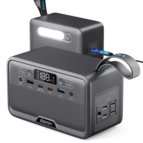 DaranEner R100(2025 New) Portable Power Station 89.6Wh 100W(200W Peak) Power Bank with AC Outlet, LiFePO4 Battery Fast Charging Small Generator for Laptop/Camping/Travel/Home/Emergency, TSA Approved