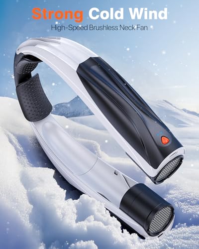 Portable Neck Fan, 6000mAh Personal Fan, 360° Cooling Rechargeable Wearable Fan, 6 Speeds Adjustable Hands-Free Fans for Travel, Outdoor, Office, Ideal Summer Gifts - color: New Black White