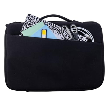 Case-it Padded Laptop Sleeve | Fits 13-Inch | LAP-514-NEO Black | Neoprene, Carry Handle, External Zipper Pocket, Laptop Protector, School & Office - color: LAP-514-NEO-BLACK, size: 1 Pack