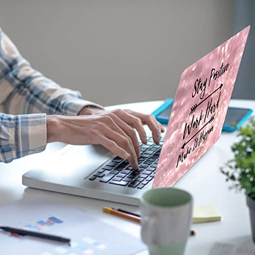 Laptop Skin Sticker,13.3 14 15 15.4 15.6 inch Laptop Skins,Universal Vinyl Decal,Dustproof Scratch Resistant Reusable Cover Protector with Free 2 Wrist Pads (Pink Letter) - color: Pink Letter