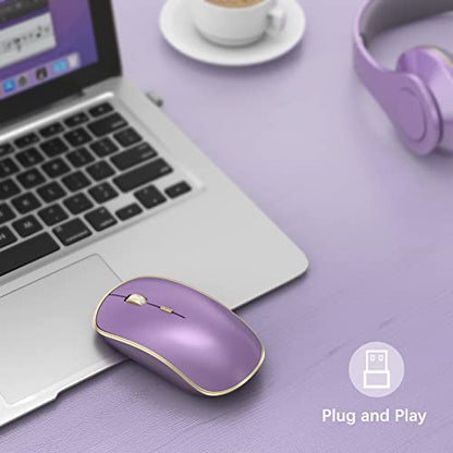 JOYACCESS Silent Wireless Mouse - 2.4G Portable & Ergonomic with 5 DPI Levels for Desktop, Notebook, PC & Laptop (Purple) - color: Purple