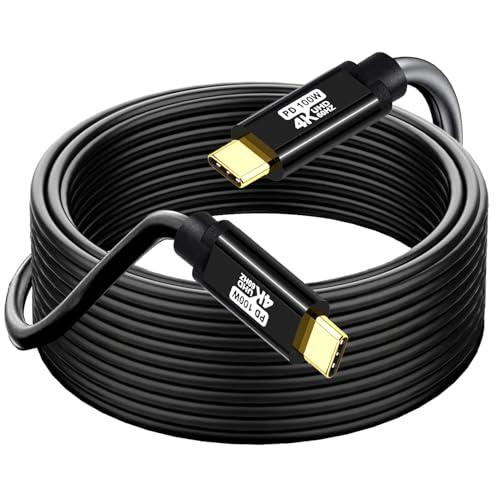 USB TYPE C to C Cable 40FT, 4K60HZ GEN2x2(Data usb2.0),TYPE C Video Output From USB3.2/ USB4.0 (NOT 100% Fast Charging) & Sync for Xreal MacBook Pro iPad Pro iPhone 15 Pro Galaxy S22 Portable Monitor - style: 40FT
