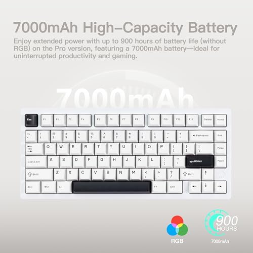 KEEBMONKEY WOBKEY Rainy 75 CNC Aluminum HMX/JWK/Cocoa Switches Triple-Mode Connectivity Mechanical Keyboard with Superior Acoustics, RGB/FR4/Silver SUS304/7000mAh/Cocoa Switch (Pro - Luna) - style: Pro - Luna