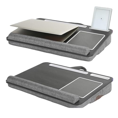 Portable Lap Laptop Desk with Pillow Cushion Laptop Lap Table with Mouse Pad and Phone Holder Fits Up to 17.3 Inches Laptop(Black)