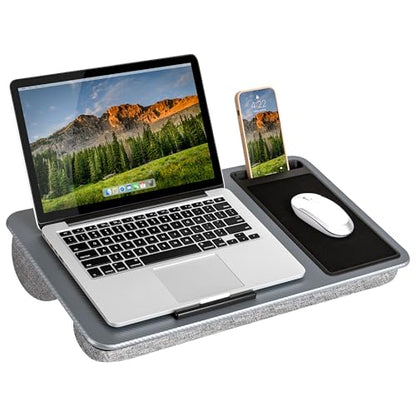 LAPGEAR Home Office Lap Desk with Device Ledge, Mouse Pad, and Phone Holder - Silver Carbon - Fits up to 15.6 Inch Laptops - Style No. 91585 - color: Silver Carbon, size: Home Office W/Device Ledge