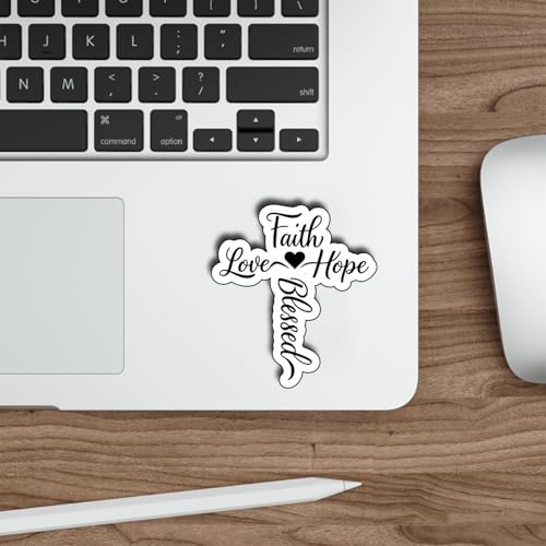 (3Pcs) Faith Love Hope Blessed Stickers Christian Inspirational Bible Verse Quote Religious Scripture Prayer Gifts Waterproof Vinyl Decal Kindle Water Bottle Bumper Car Hard Hat Phone Laptop 3"x2.8" - color: Faith Love Hope Blessed