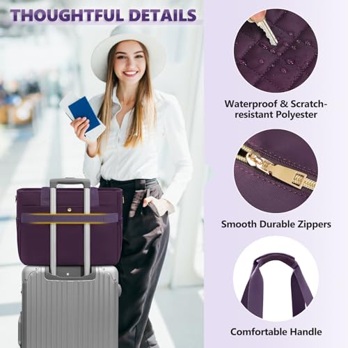 SDYSM Teacher Tote Bag 15.6 inch Laptop Bag Work Bags for Women Nurse Tote Professional Computer Messenger Shoulder Bags Laptop Briefcase for Office, College, Nursing, Purple - color: Dark Purple