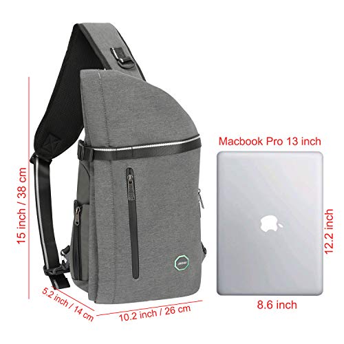 Large Sling Bag Laptop Backpack Cross Body Messenger Bag Shoulder Travel Rucksack (B-Light Gray) - color: B-light Gray