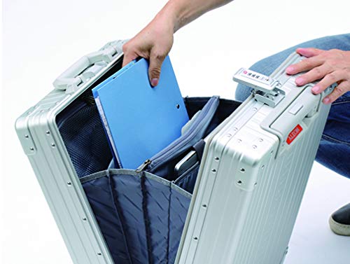 All-Aluminum 21" Vertical Carry-On Business Briefcase, TSA-Approved Hardshell Case, Spinner Wheels, Laptop Compartment, Aluminum Frame Cabin Bag for Travel & Business, Durable & Sleek (Platinum) - color: Platinum