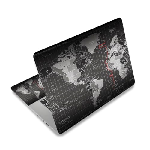 Laptop Skin Sticker Decal for 12" 13" 13.3" 14" 15" 15.4" 15.6 inch Laptops | Art Skin Sticker Cover Protector Notebook (2 Wrist Pad Skins Included), Decorative Waterproof Removable,World Map - color: Cool World Map