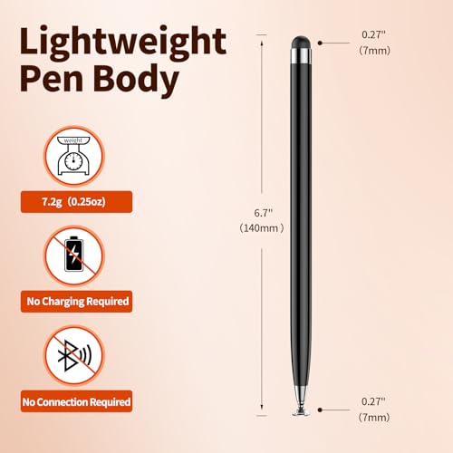 10PCS Stylus Pen for Touchscreen,Lightweight 2 in 1 Design | Stylus Pen for iPad,Nintendo Switch,iPhone, Android Tablets Capacitive Touch Screen,Stylus for Drawing,Note-Taking & Gaming - color: 10PCS Black