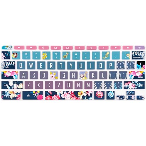 Silicone Keyboard Cover for HP Chromebook 11 x360, Chromebook 11 G2/G3/G4/G5/G6 EE/G7 EE, HP Chromebook 14-ca 14-ak 14-X Series, HP Chromebook 14 G2 G3 G4 (Red Flower) - color: Red Flower