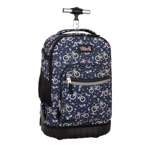 Tilami Rolling Backpack for Kids 18 inch Boys and Girls Laptop Backpack,Bicycle - color: Bicycle