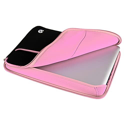 Neoprene Laptop Case | Lightweight Travel Protection | 13" Notebook Compatible Water Resistant Tech Sleeve (Baby Pink) - color: Black/baby Pink