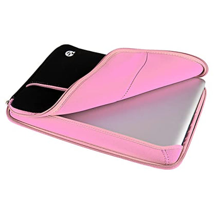 Neoprene Laptop Case | Lightweight Travel Protection | 13" Notebook Compatible Water Resistant Tech Sleeve (Baby Pink) - color: Black/baby Pink