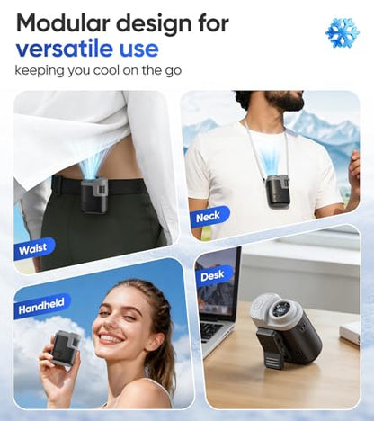 Waist Fan, 10000mAh 100 Speeds 5 Modes, 16000RPM Brushless, 40Hour