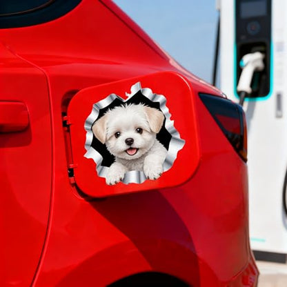 Waterproof Plush Puppy Car Stickers 5.5 Inch – Durable Bumper Stickers & Car Scratch Stickers for Cars, Trucks, Motorcycles Laptops Walls Toilet Lids Helmets Suitcases Cute Decorative Stickers 2 Pack