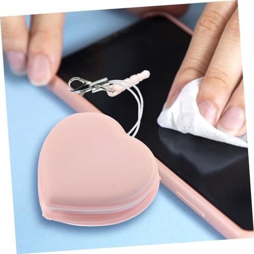 Heart-Shaped Macaron Phone Screen 10-Pack Portable Lens Cleaning Cloths for Eyeglasses Camera Lenses and Electronics Cartoon Hanging Accessory - color: Pink
