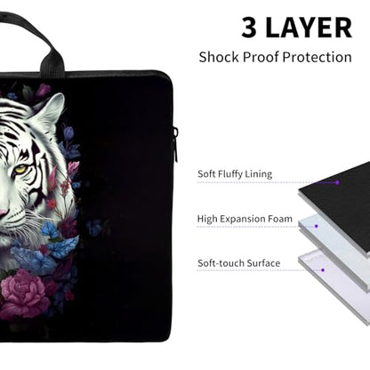 Laptop Bag,14 15 15.6 inch Laptop Case Sleeve,Computer Sleeve with Handle for Women Men,Carrying Case for MacBook,Dell,Lenovo,Notebook Computer,Cute White Tiger - color: Cute White Tiger